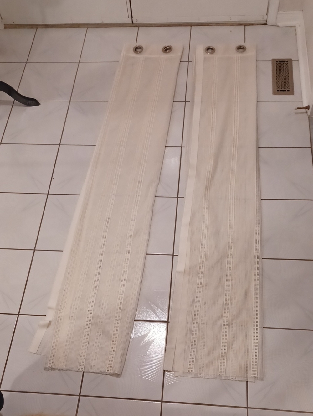 4/$60 Long Cream Mesh Curtain Panels with Grommet Tops - Set Of 2